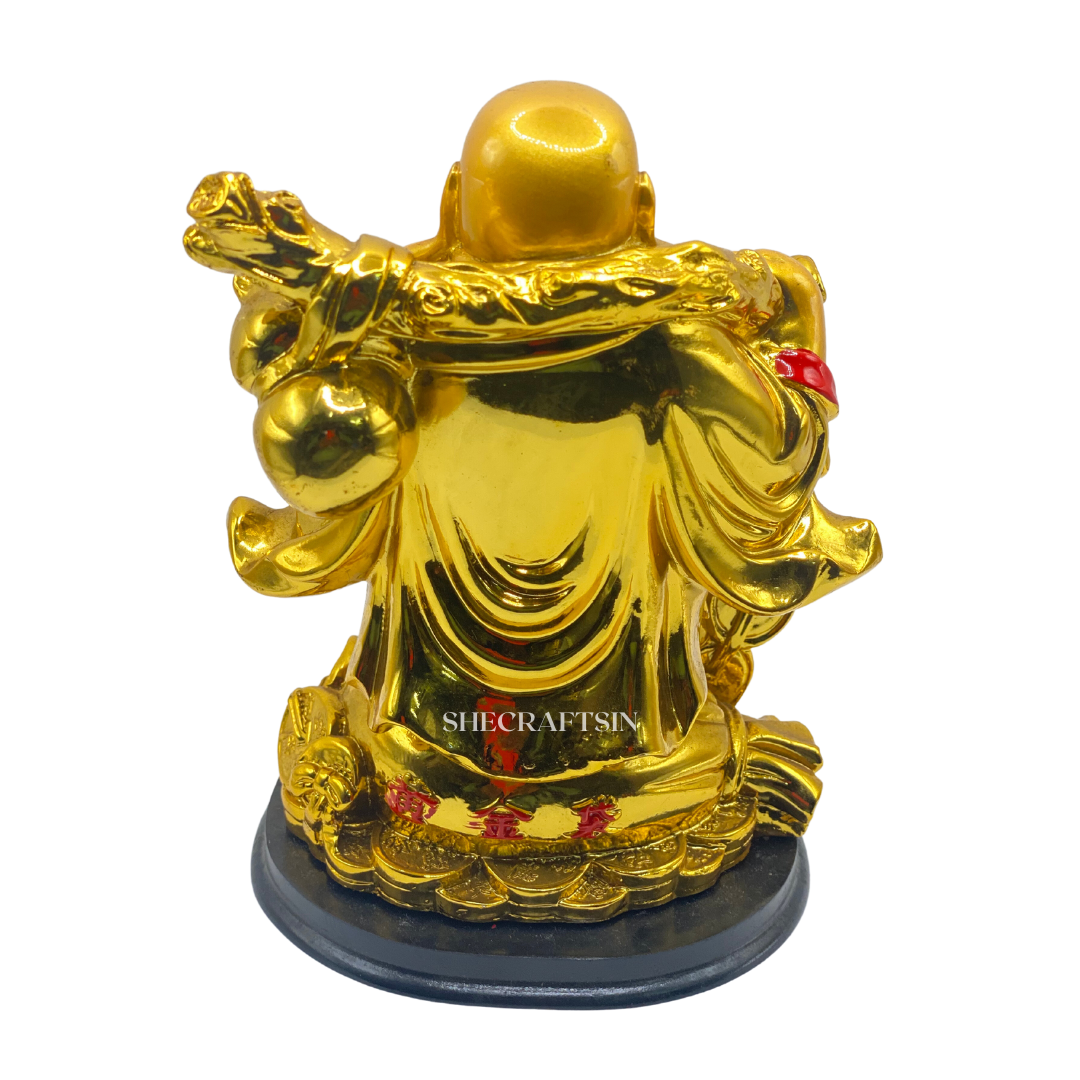 COIN LAUGHTING BUDDHA | POLYRESIN | BRINGS WEALTH AND GOOD LUCK | SHECRAFTSIN
