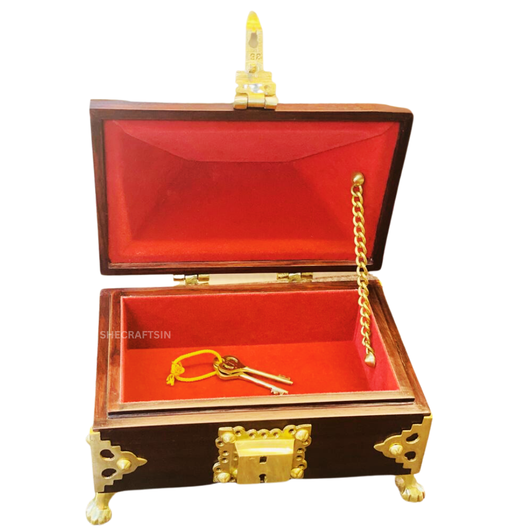 KERALA TRADITONAL NETTURPETTI  BROWN WITH KEYS | AAMADAPETTI | WOODEN JEWEL BOX | JEWELLERY BOX