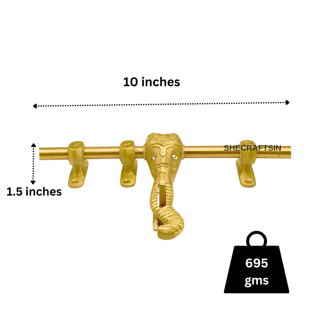 GOLDEN ELEPHANT HEADED MAIN DOOR LOCK WITH ACCESSORIES