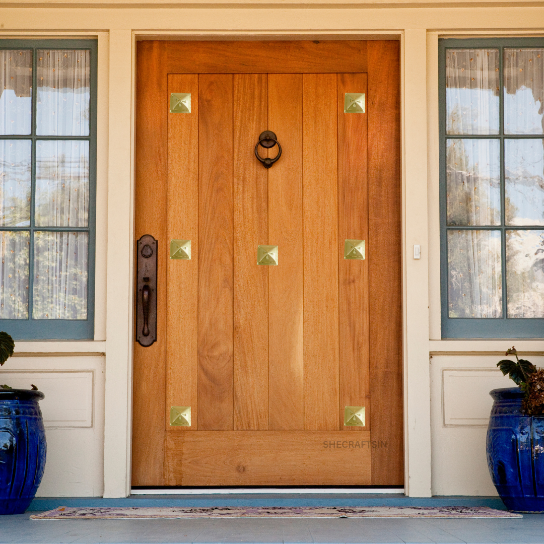 BRASS SQUARE DOOM FOR DOORS (4 PIECES ) | DOOR ACCESSORIES | POOJA ROOM DOOR | MAIN DOOR |