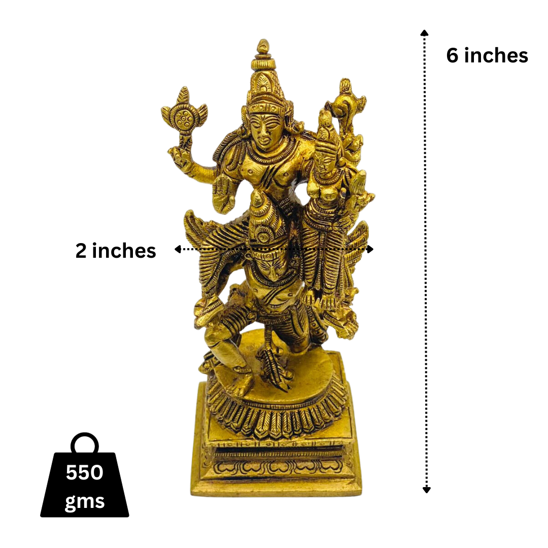 BRASS GARUDA STATUE WITH LORD VISHNU AND MALAKSHMI