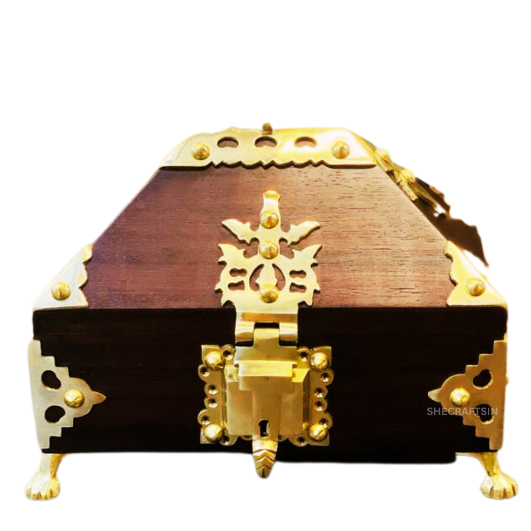 KERALA TRADITONAL NETTURPETTI  BROWN WITH KEYS | AAMADAPETTI | WOODEN JEWEL BOX | JEWELLERY BOX
