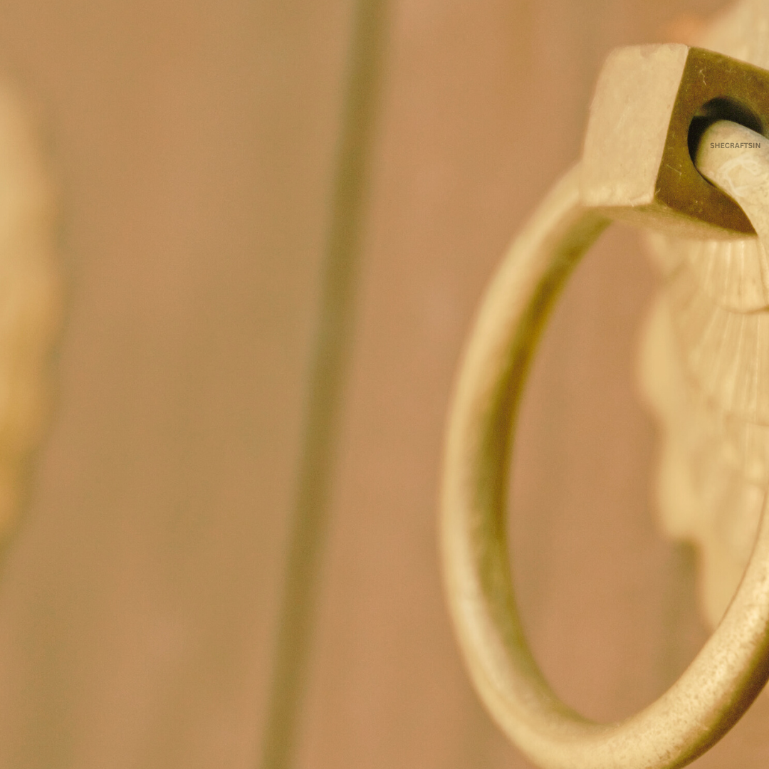 BRASS DOOR KNOCKER | ROUND DOOR KNOCKER | GOLDEN RING KNOCKER | POOJA ROOM DOOR ACCESSORIES | DOORS | SHECRAFTSIN