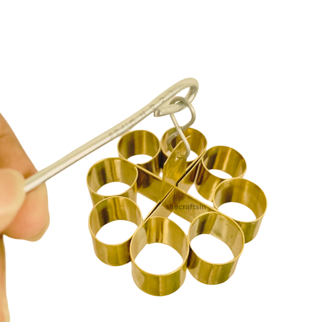 BRASS ACHAPPAM MOULD WITH STAINLESS STEEL HANDLE