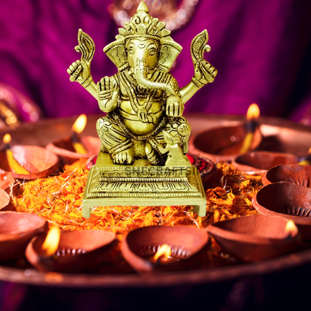 LORD GANESHA | BRASS GANAPATHY | BRASS VINAYAKA IDOL | VIGNESHWARA STATUE | PILLAYAR |BRASS VINAYAK | SHECRAFTSIN