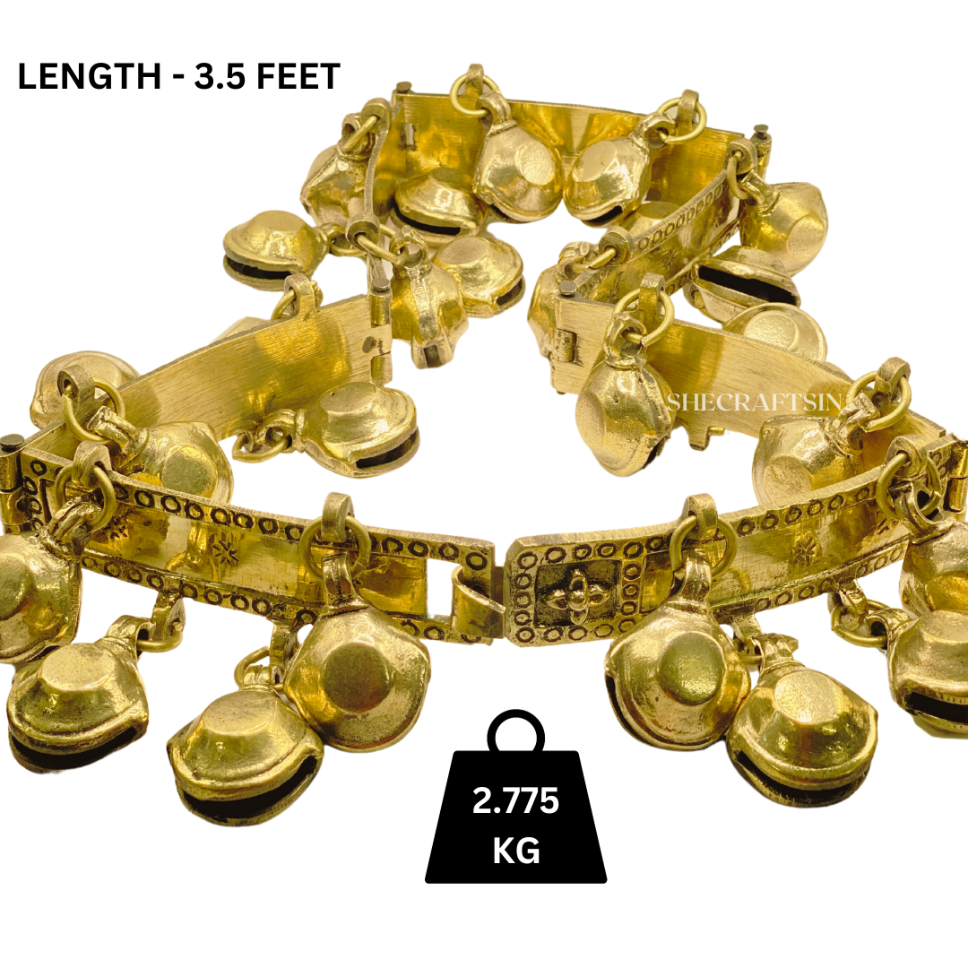 BRASS ARAPATTA WITH BELLS FOR TEMPLE | VELICHAPADU'S ARAMANI | BRASS WAISTBELT STUDDED WITH BELLS