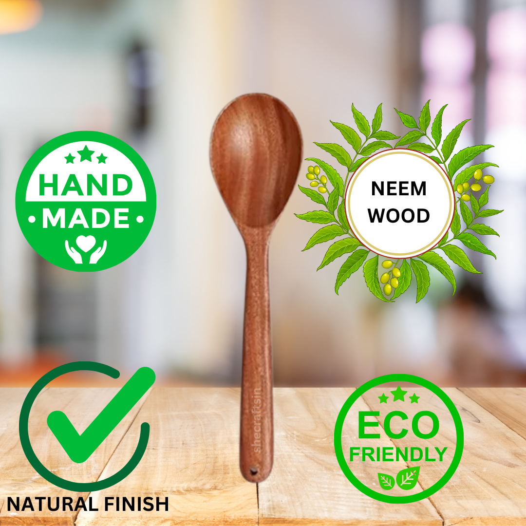 PRE- SEASONED CAST IRON KADAI 8 INCH DIA | WITH NEEM WOODEN LADLE
