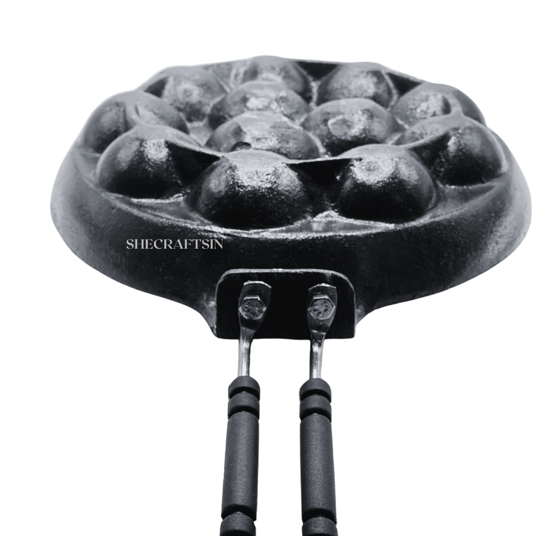 INDALIUM UNNIYAPPAM PAN WITH HANDLE | 12 CAVITY | PANIYARAM PAN