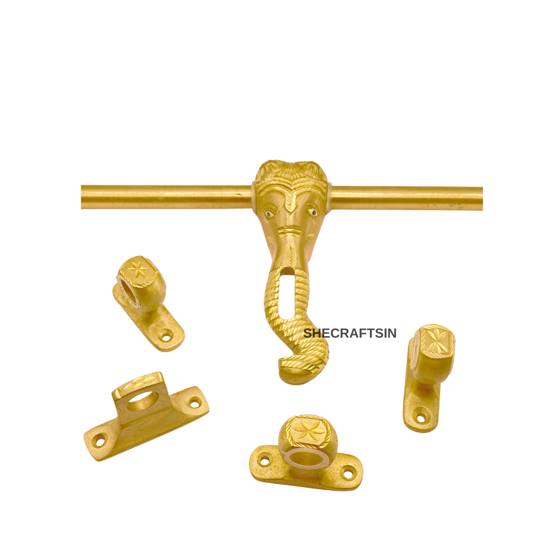 GOLDEN ELEPHANT HEADED MAIN DOOR LOCK WITH ACCESSORIES
