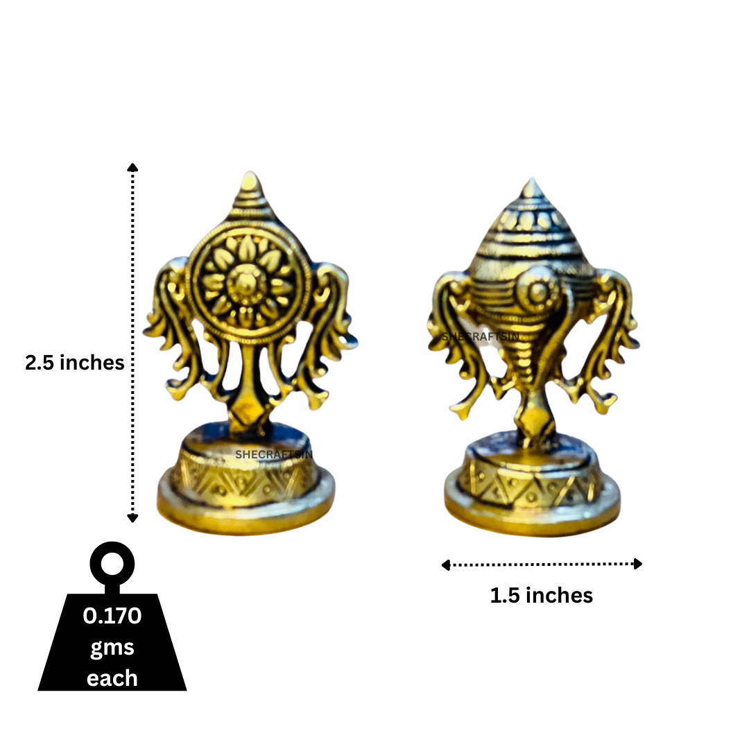 BRASS SHANKH CHAKRA SET FOR PUJA ROOM | SHANK CHAKRAM | RETURN GIFT