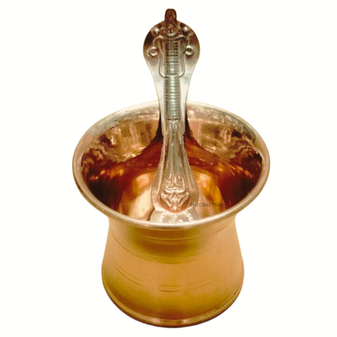 Handmade Pure Copper Pooja Panchapatharm With Naga Spoon | Panchapathiram | Pancha pathira | puja Patra | Jal Patra | Holy Water | SHECRAFTSIN