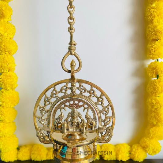 TRADITIONAL BRASS GAJALAKSHMI HANGING LAMP