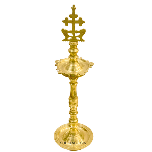 BRASS CROSS OIL LAMP | SLEEBA CROSS HEAD LAMP | KURISHU VILAKKU