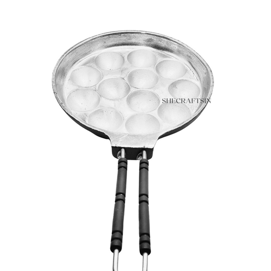 INDALIUM UNNIYAPPAM PAN WITH HANDLE | 12 CAVITY | PANIYARAM PAN