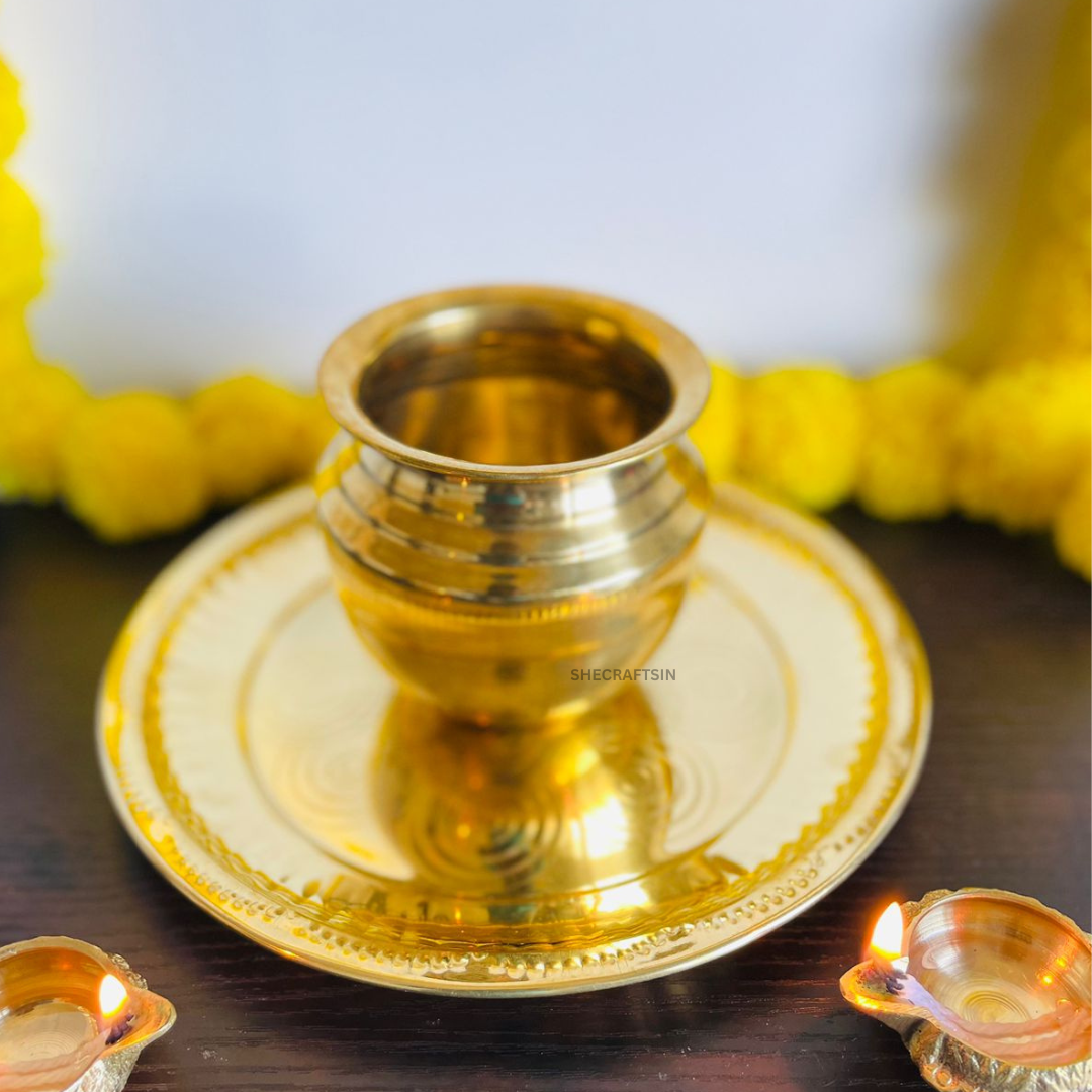 HANDMADE PURE BRASS KALASH POT 700 ML CAPACITY | KALASHAKUDAM | POOJA LOTA | THEERTHA SOMBU |