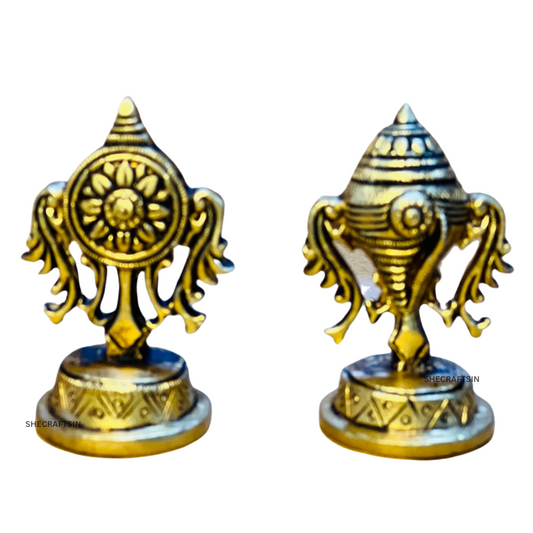 BRASS SHANKH CHAKRA SET FOR PUJA ROOM | SHANK CHAKRAM | RETURN GIFT