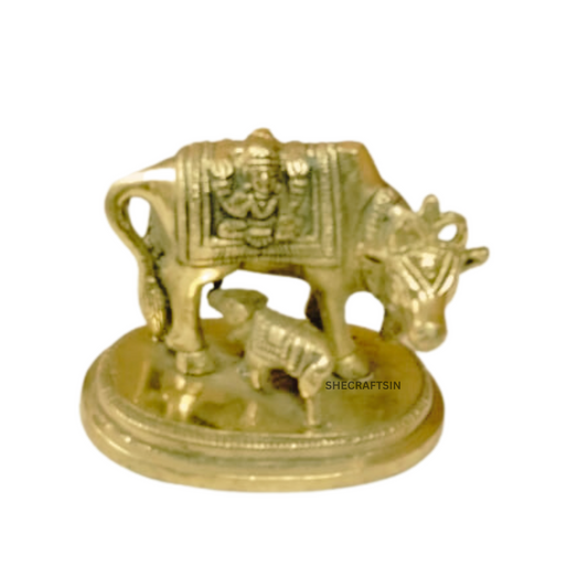 BRASS COW AND CALF | HOLY KAMADHENU | KAMDHENU | NANDHI FOR HOME POOJA