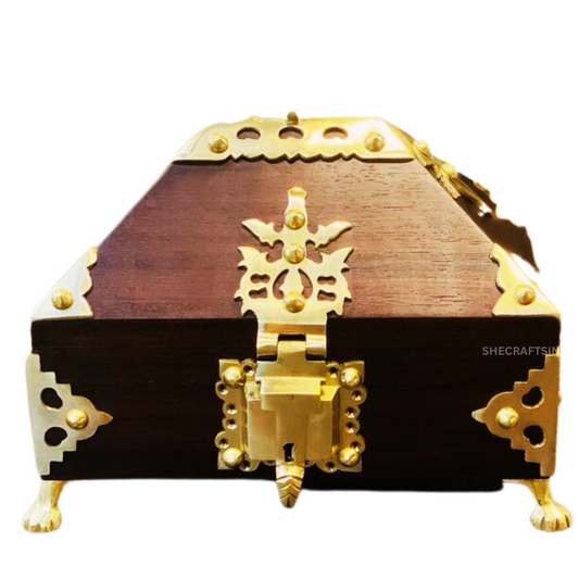 KERALA TRADITONAL NETTURPETTI  BROWN WITH KEYS | AAMADAPETTI | WOODEN JEWEL BOX | JEWELLERY BOX