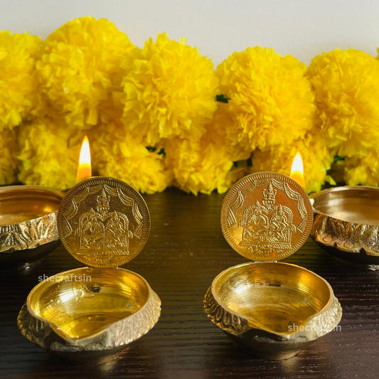 BRASS LAKSHMI KUBERA COIN LAMP (PAIR )