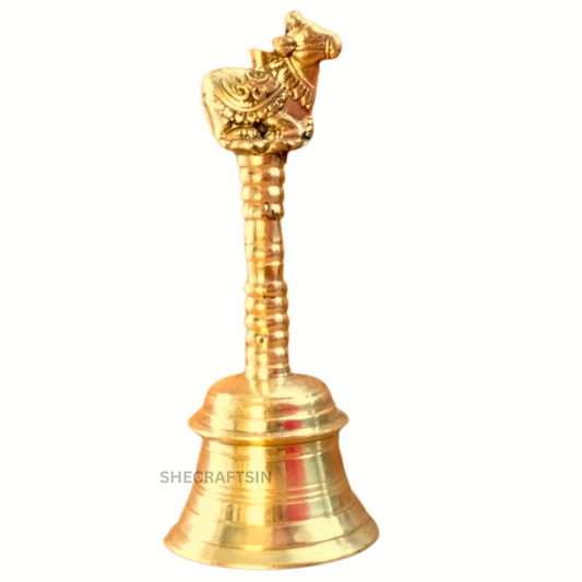 BRASS HEAVY POOJA BELL WITH NANDHI | KAIMANI | POOJA BELL | GOLD