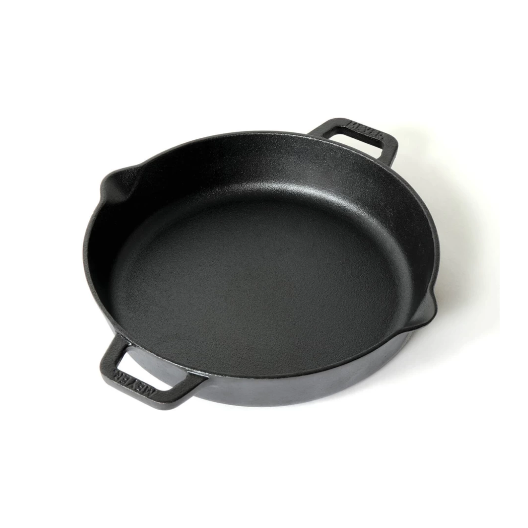 PRE-SEASONED CAST IRON ROUND SKILLET WITH DOUBLE HANDLE (10 INCH DIAMETER ) | HEALTHY COOKING