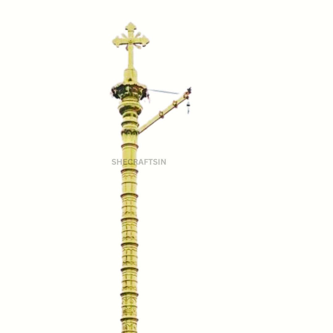 HANDCRAFTED CUSTOMIZED BRASS DESIGNED KODIMARAM FOR CHURCHES  | FLAGSTAFF | FLAG STAND | INSTALLATION ALL OVER INDIA