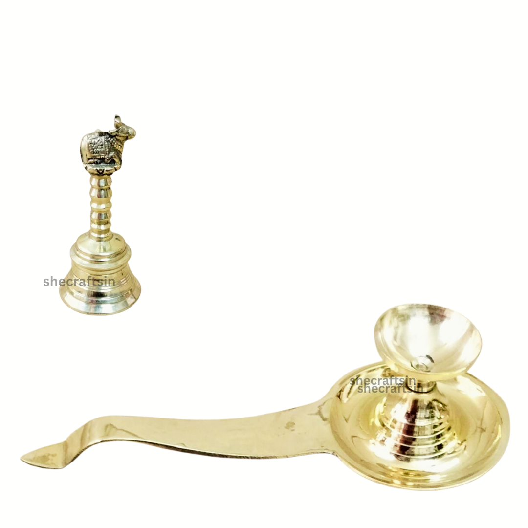 Pure Brass Pooja Thali Set | Small Pooja Room | Pooja Items | Religious Spiritual Item | Home Temple | Diwali