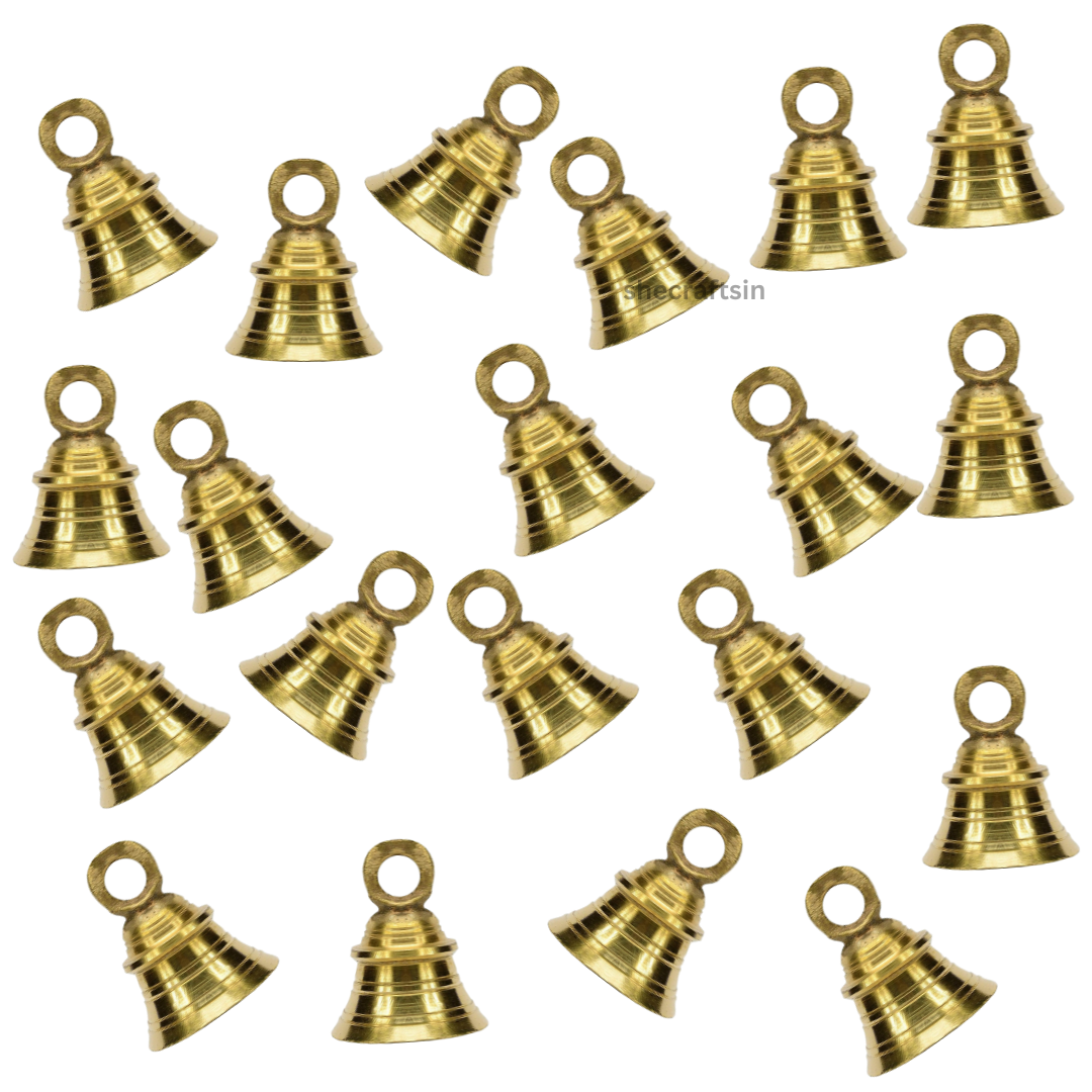 SMALL BRASS POOJA BELLS | POOJA ROOM DECOR | PACK OF 20 PIECES