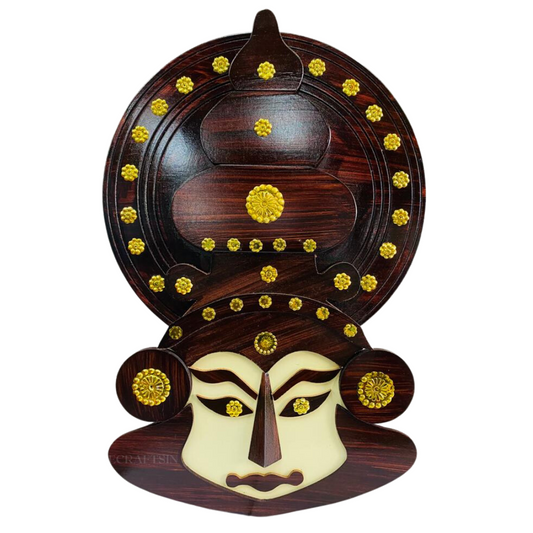 TRADITIONAL WOODEN KERALA KATHAKALI FACE WALL HANGING (LARGE SIZE )