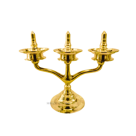 KERALA HANDMADE KAVARAVILAKKU | THREE BRANCH LAMP | TEMPLE VILAKKU |