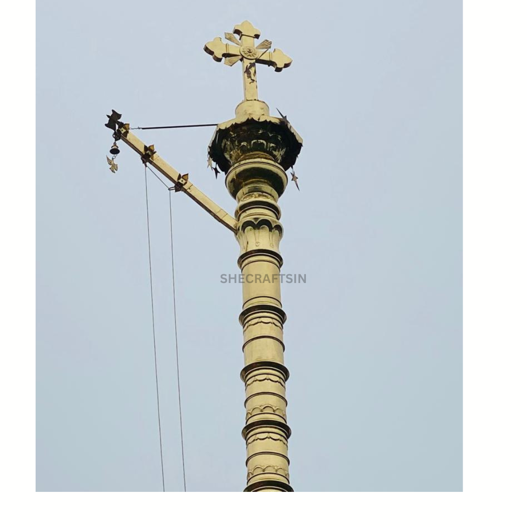 HANDCRAFTED CUSTOMIZED BRASS DESIGNED KODIMARAM FOR CHURCHES  | FLAGSTAFF | FLAG STAND | INSTALLATION ALL OVER INDIA