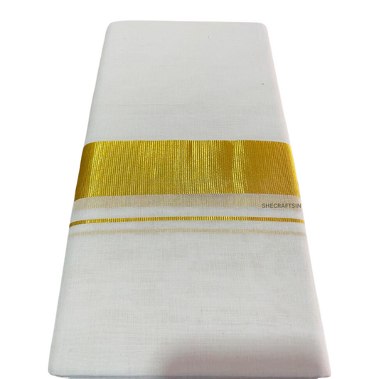 KERALA TRADITIONAL HANDLOOM DHOTHI | ONAM ATTIRE | MEN'S WEAR | PURE COTTON DHOTI | GOLDEN BORDER MUNDU | KASAVU MUNDU | VESTI | DOUBLE DHOTHI | SHECRAFTSIN