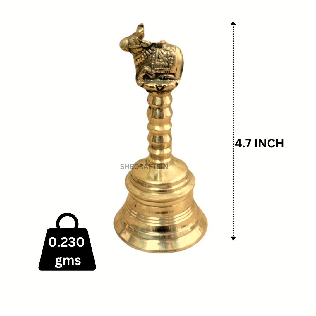 BRASS HEAVY POOJA BELL WITH NANDHI