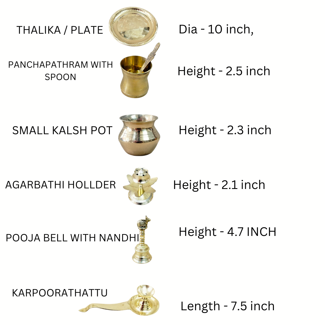 Pure Brass Pooja Thali Set | Small Pooja Room | Pooja Items | Religious Spiritual Item | Home Temple | Diwali